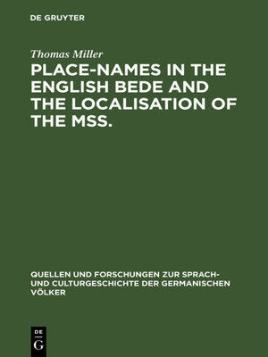 cover image of Place-names in the English Bede and the localisation of the mss.